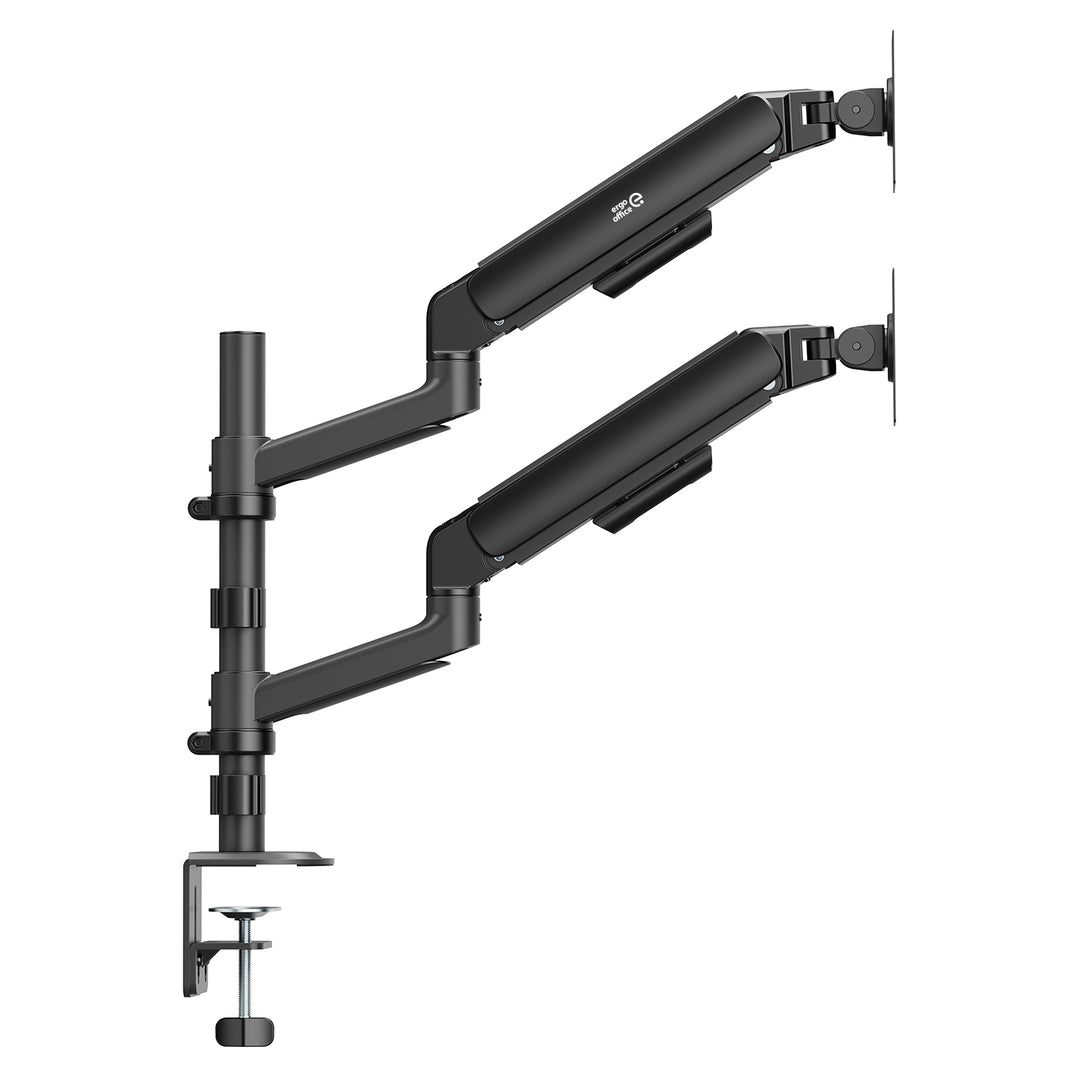 Supporto / gancio per 2 monitor Ergo Office, molla a gas, 17"-32", 1-10 kg, nero opaco, ER-692 B