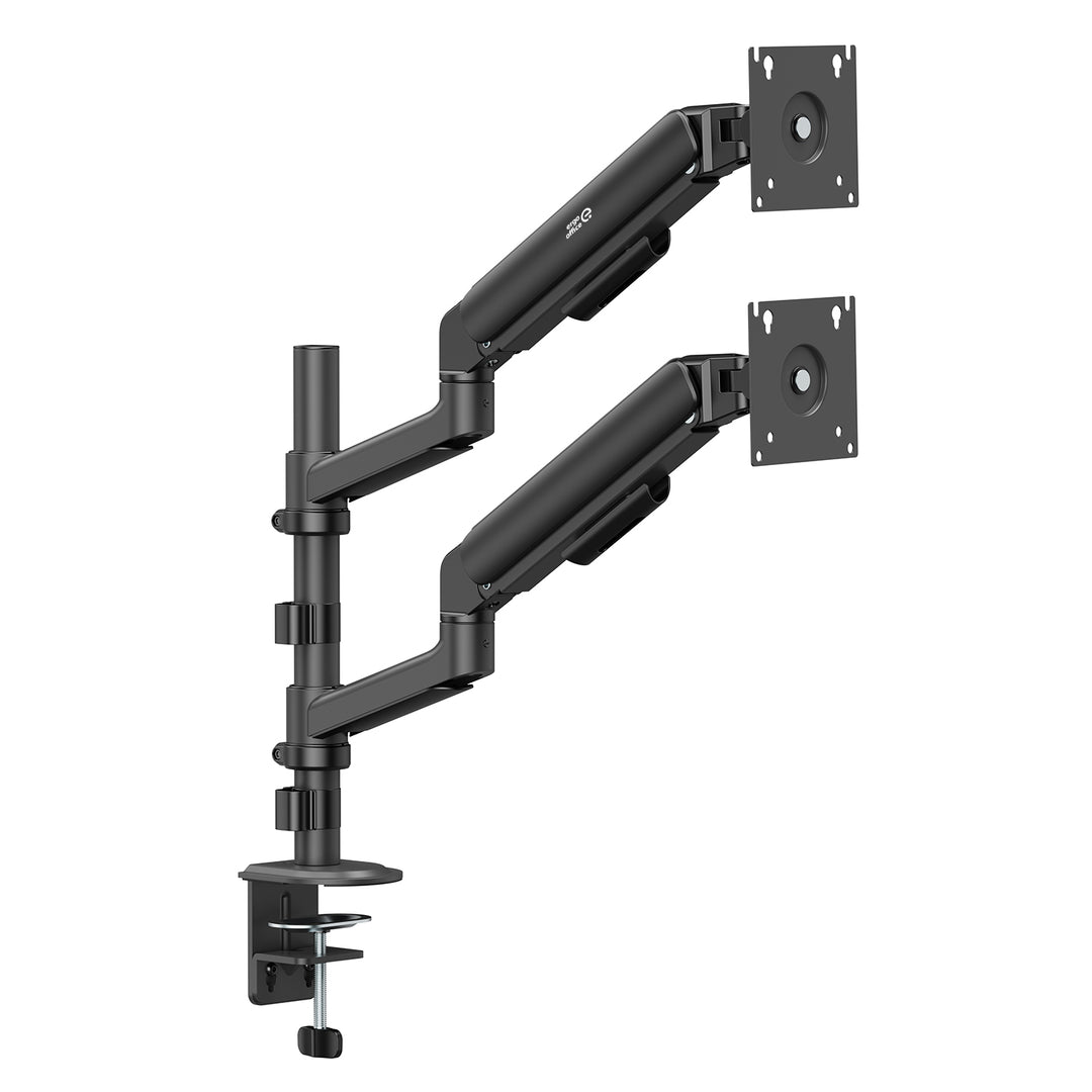 Supporto / gancio per 2 monitor Ergo Office, molla a gas, 17"-32", 1-10 kg, nero opaco, ER-692 B