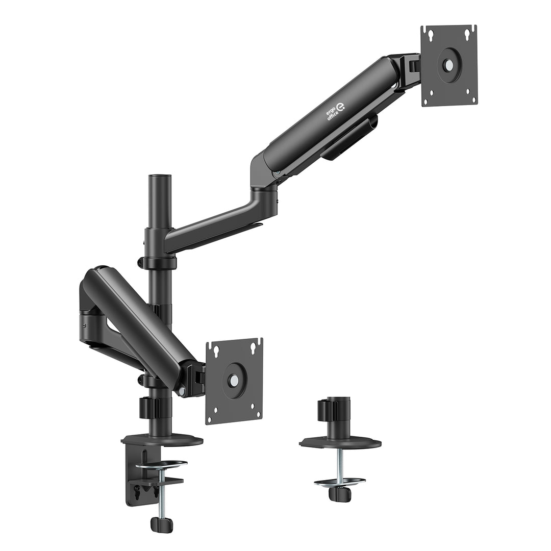 Supporto / gancio per 2 monitor Ergo Office, molla a gas, 17"-32", 1-10 kg, nero opaco, ER-692 B