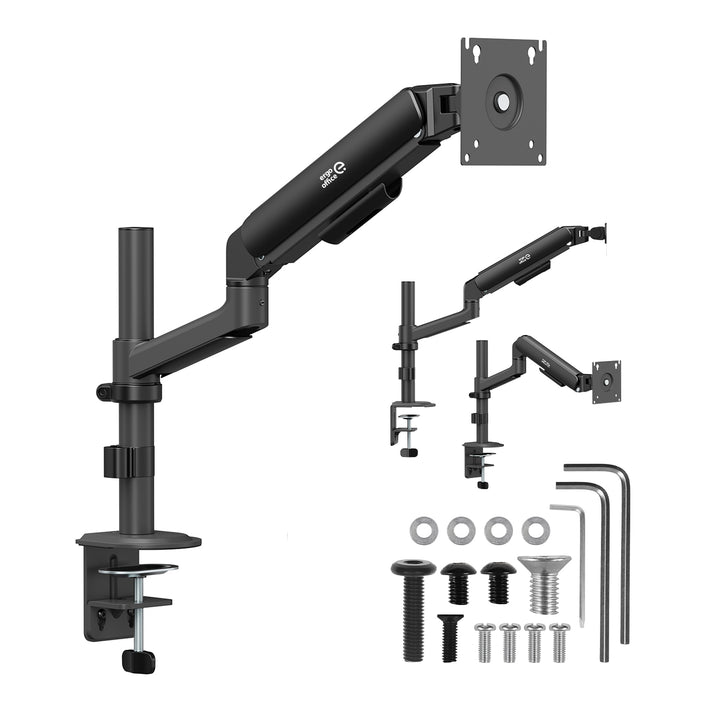 Supporto / gancio per monitor Ergo Office, molla a gas, 17"-32", 1-10 kg, nero opaco, VESA max. 100x100, ER-691 B