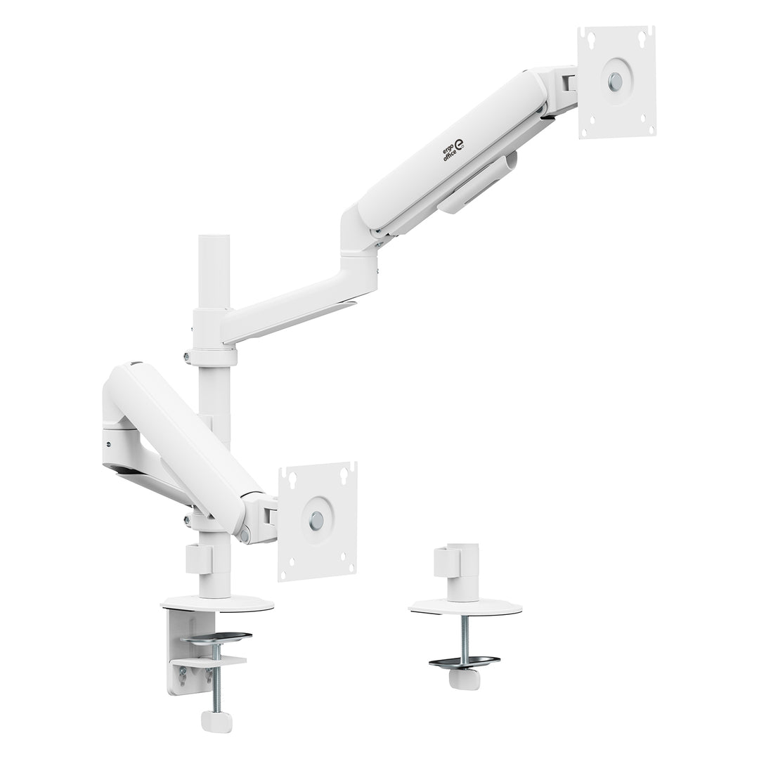 Supporto / gancio per 2 monitor Ergo Office, molla a gas, 17"-32", 1-10 kg, bianco opaco, ER-692 W