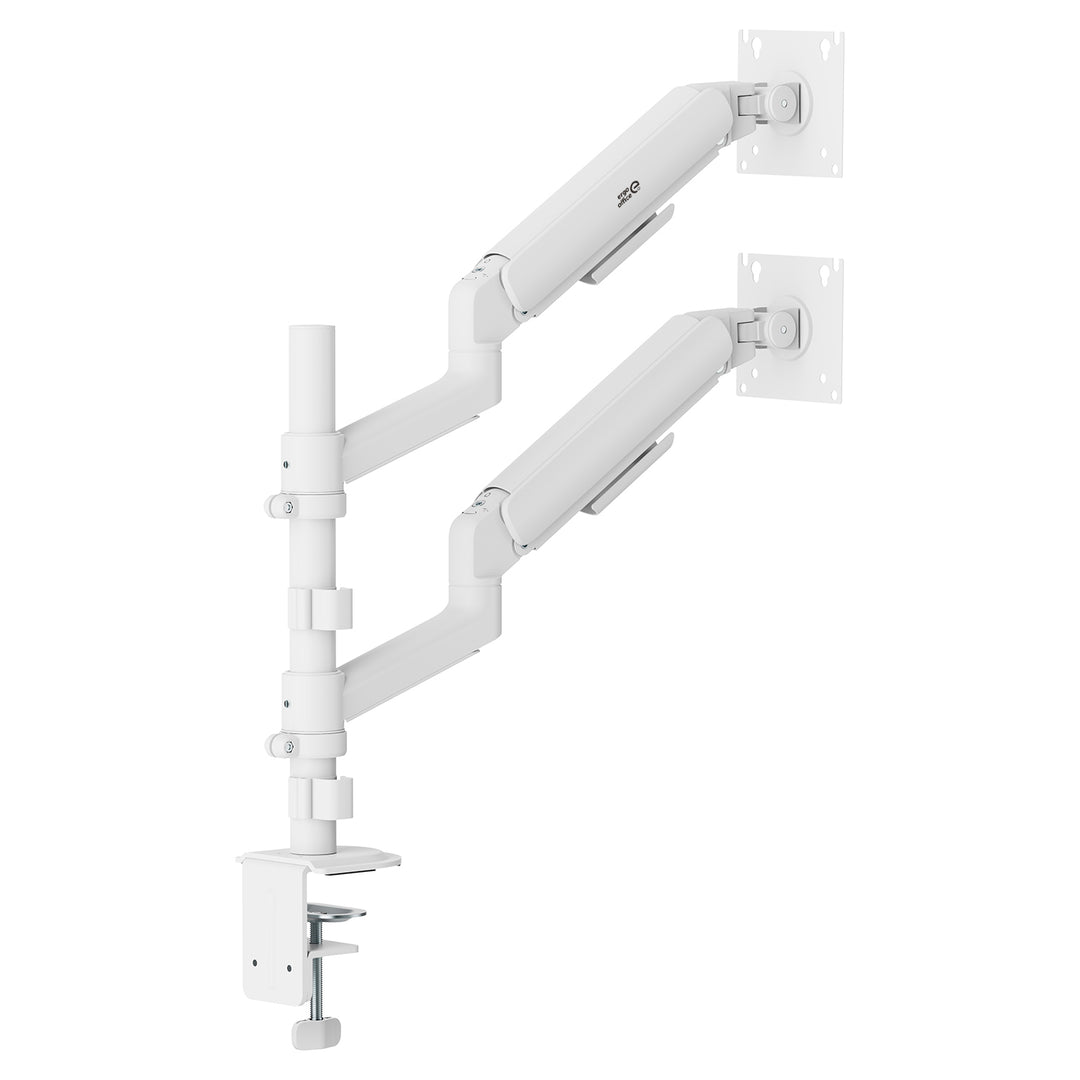 Supporto / gancio per 2 monitor Ergo Office, molla a gas, 17"-32", 1-10 kg, bianco opaco, ER-692 W