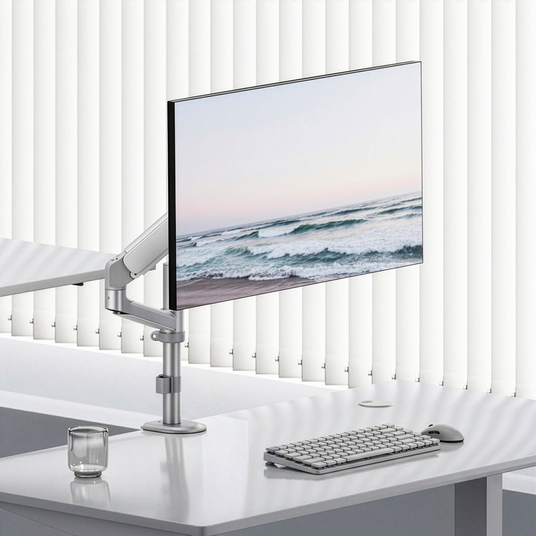 Supporto / gancio per monitor Ergo Office, molla a gas, 17"-32", 1-10 kg, bianco opaco, VESA max. 100x100, ER-691 W