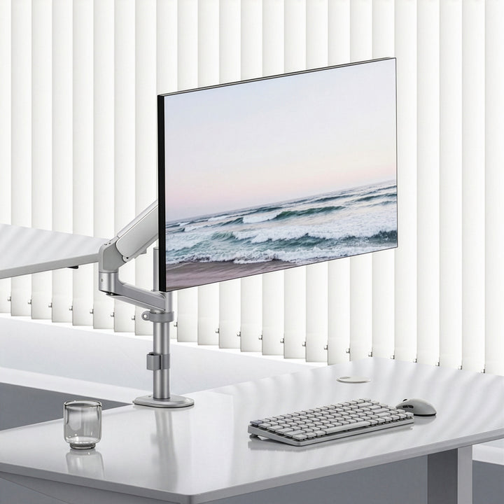 Supporto / gancio per monitor Ergo Office, molla a gas, 17"-32", 1-10 kg, bianco opaco, VESA max. 100x100, ER-691 W