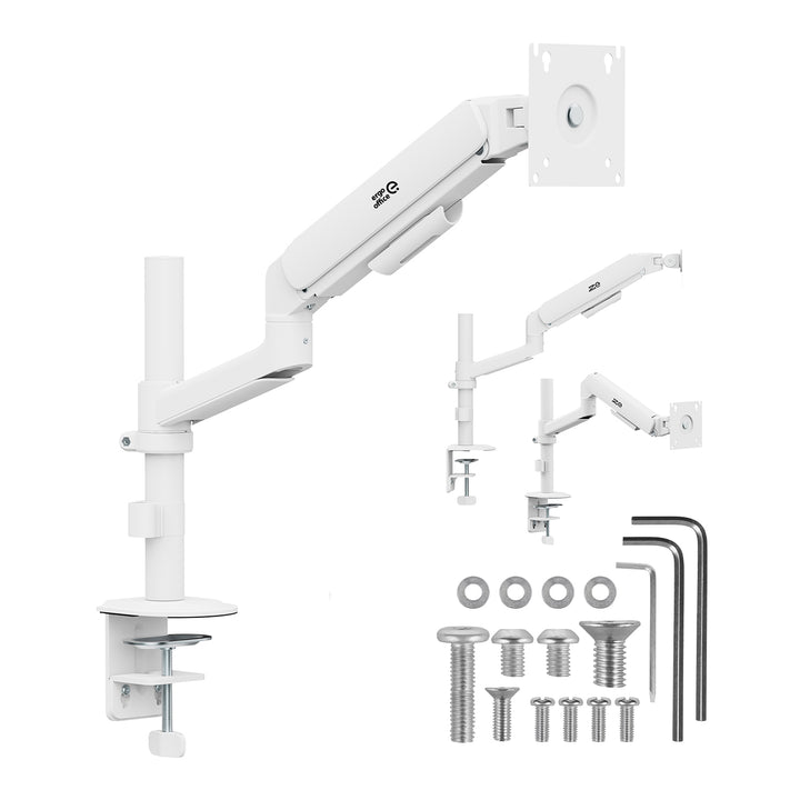 Supporto / gancio per monitor Ergo Office, molla a gas, 17"-32", 1-10 kg, bianco opaco, VESA max. 100x100, ER-691 W