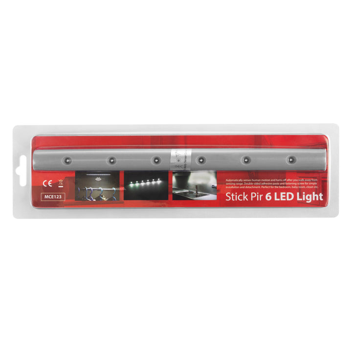 Lampada da cucina Maclean 6LED sottopensile, oblunga, con sensore di movimento, 5xAA, MCE123 + 5x batteria alcalina AAA Varta Industrial