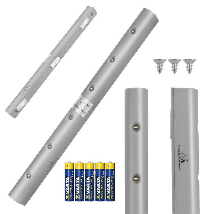 Lampada da cucina Maclean 6LED sottopensile, oblunga, con sensore di movimento, 5xAA, MCE123 + 5x batteria alcalina AAA Varta Industrial