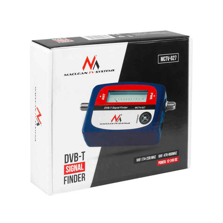 Misuratore TV DVB-T Maclean, custodia, cavo 25 cm F-F, MCTV-627 + 10x batterie AA Varta Industrial