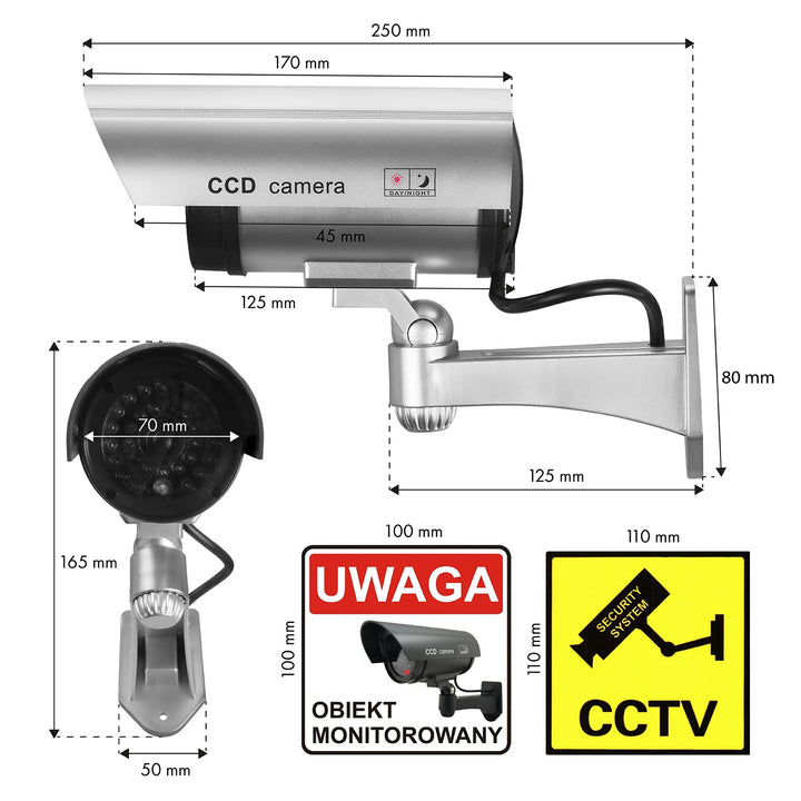 Telecamera fittizia con LED lampeggiante IR1100 S IR esterno + 2x batterie Varta Industrial AA