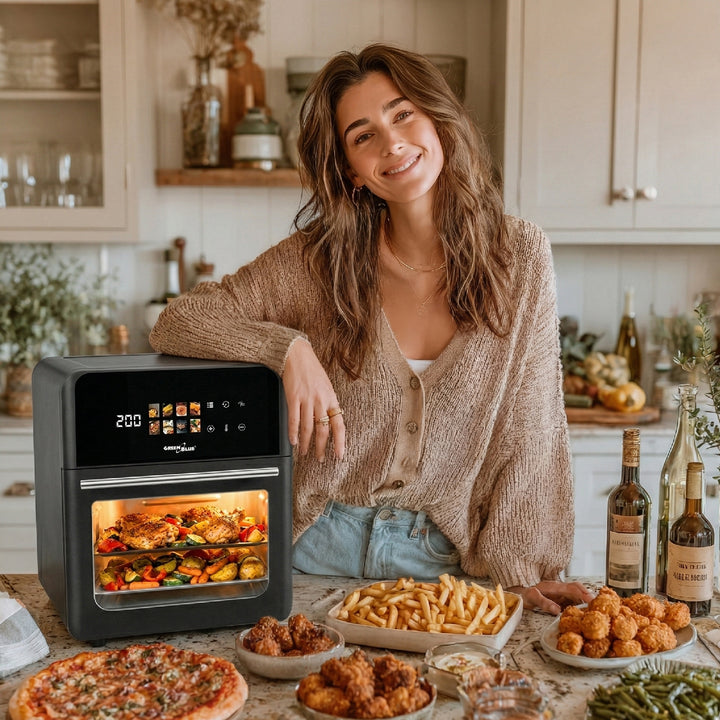 Friggitrice senza olio AIR FRYER GreenBlue, potenza 1800 W, capacità 10 l, 8 programmi, accessori, timer, GB950