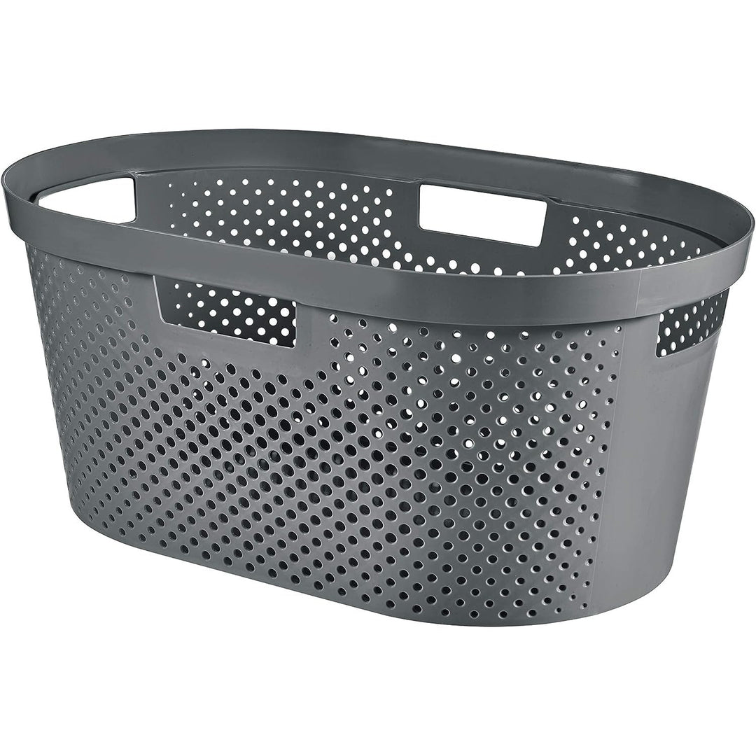 Curver Infinity Cesto per biancheria riciclata, Capacità 40L, Grigio scuro, 100% riciclato, 245675 + Curver Infinity Cesto per biancheria riciclata 60L