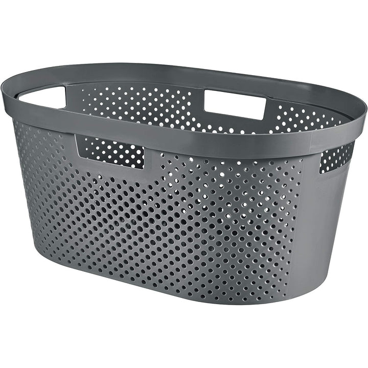 Curver Infinity Cesto per biancheria riciclata, Capacità 40L, Grigio scuro, 100% riciclato, 245675 + Curver Infinity Cesto per biancheria riciclata 60L