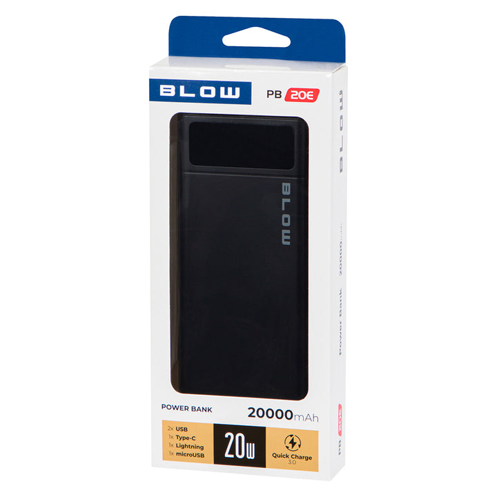 Powerbank 20000mAh PB20E Quick Charge 30 Power Delivery 20W nero Blow