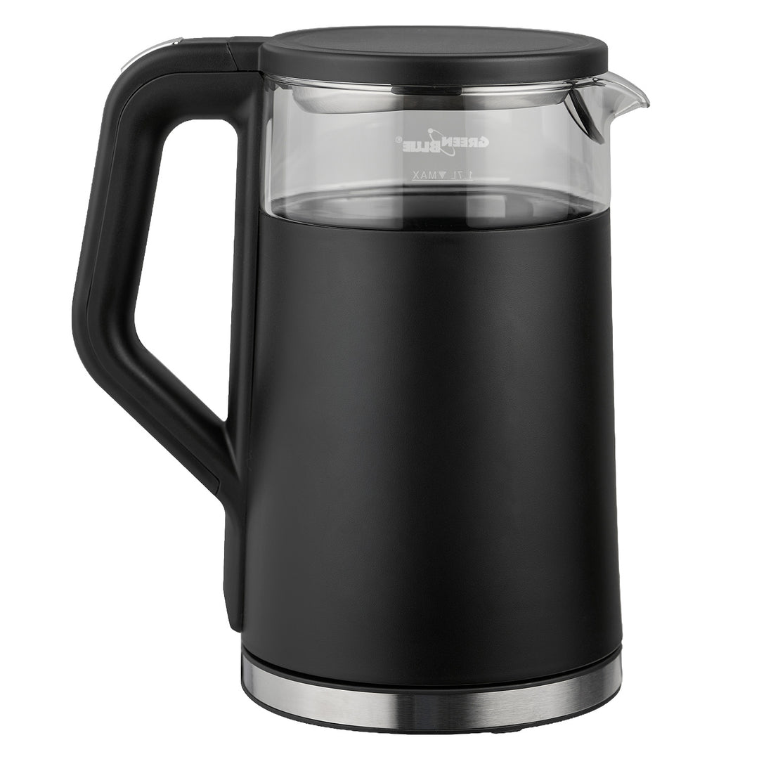 Bollitore elettrico senza filo GreenBlue, capacità 1,7 l, serbatoio in vetro, display di facile lettura, selezione della temperatura, 2200 W, GB670 B