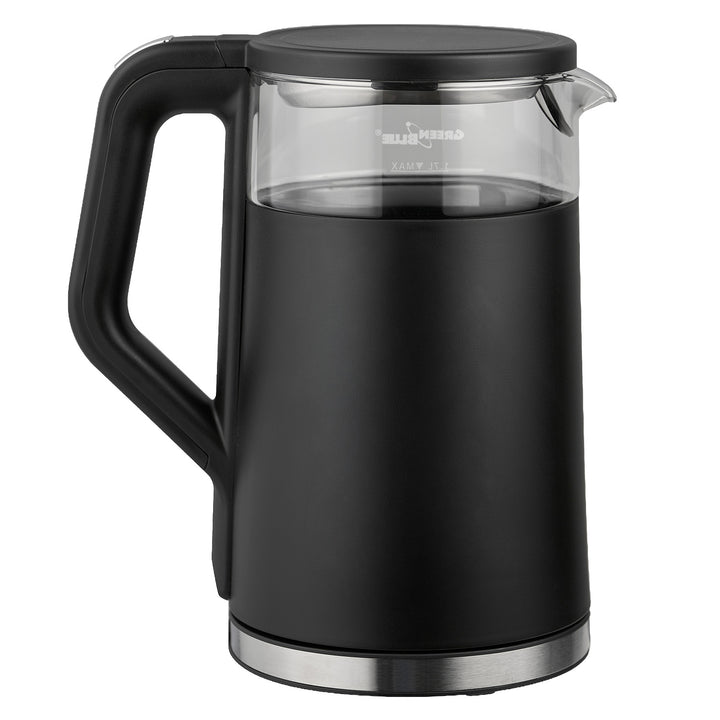 Bollitore elettrico senza filo GreenBlue, capacità 1,7 l, serbatoio in vetro, display di facile lettura, selezione della temperatura, 2200 W, GB670 B