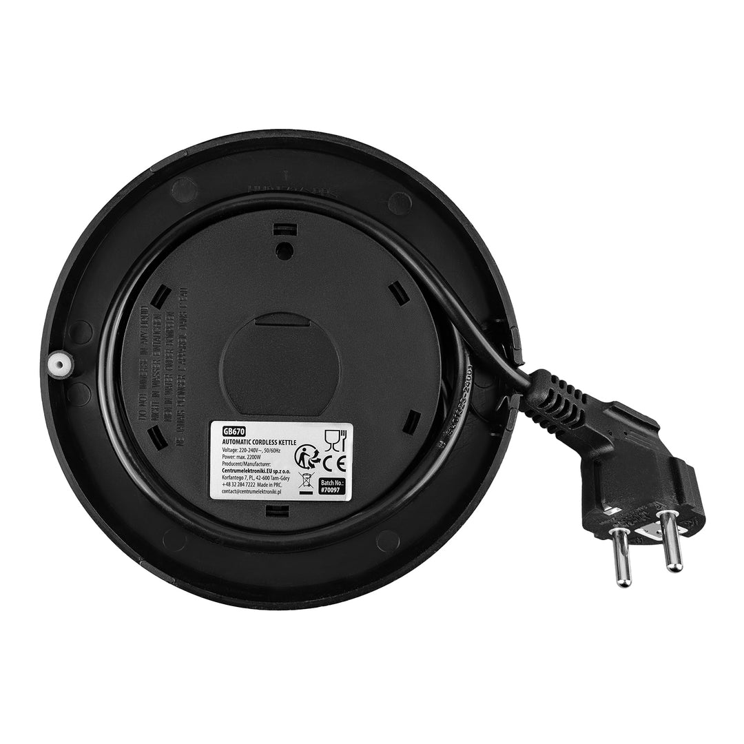 Bollitore elettrico senza filo GreenBlue, capacità 1,7 l, serbatoio in vetro, display di facile lettura, selezione della temperatura, 2200 W, GB670 B