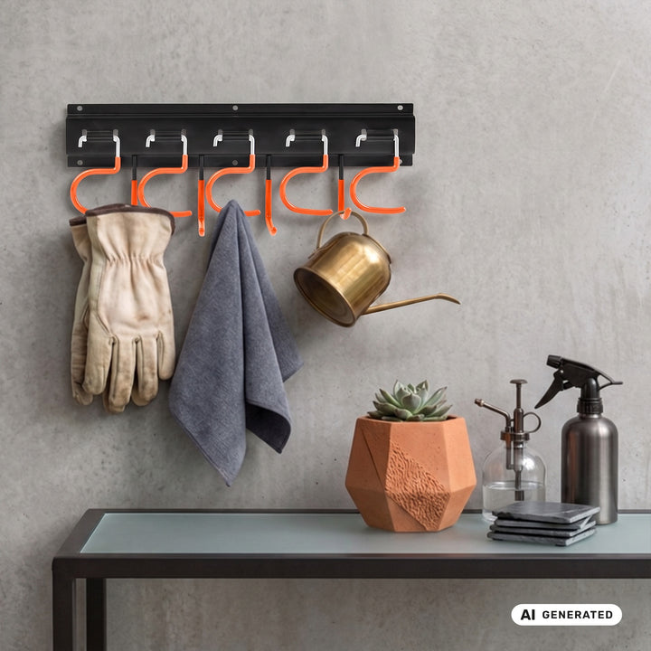 Organizer da parete per attrezzi da giardino Maclean, in acciaio, con ganci, carico massimo 30 kg, larghezza 40 cm, MC-193