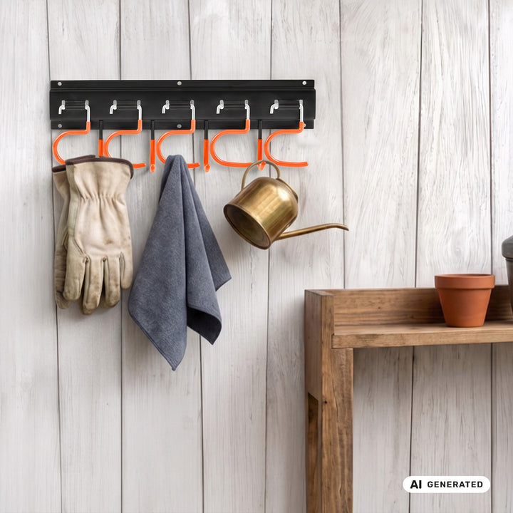 Organizer da parete per attrezzi da giardino Maclean, in acciaio, con ganci, carico massimo 30 kg, larghezza 40 cm, MC-193