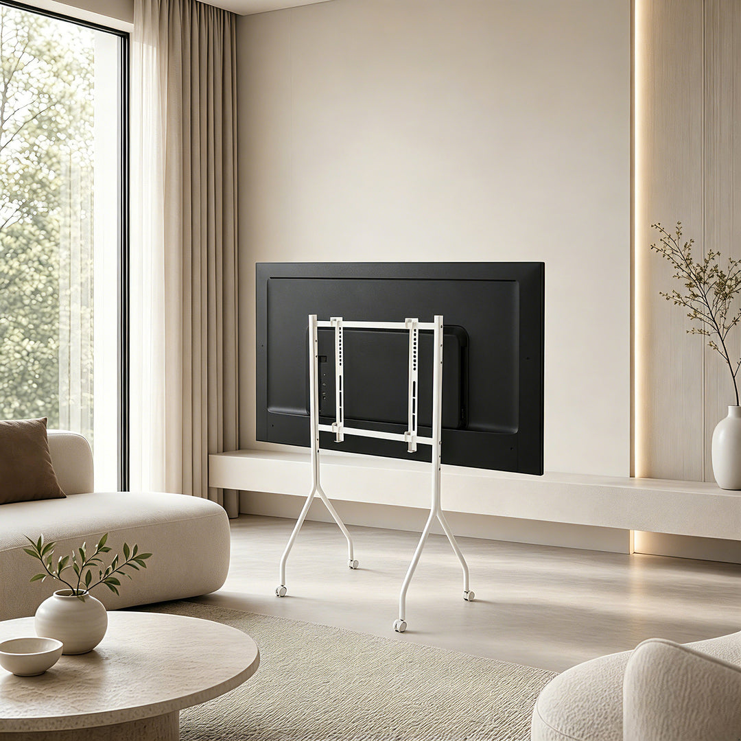 Supporto / carrello per TV Maclean, su ruote, 37-80", carico massimo 50 kg, VESA massimo 600x400, bianco, MC-180 W