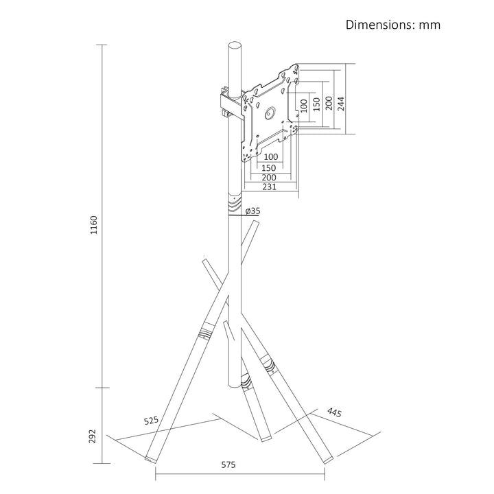 Supporto da pavimento per TV Maclean, 27-55", VESA max. 200x200, max. 60 kg, MC-181 B