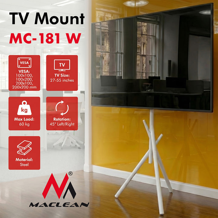 Supporto da pavimento per TV Maclean, 27-55", VESA max. 200x200, max. 60 kg, MC-181 W
