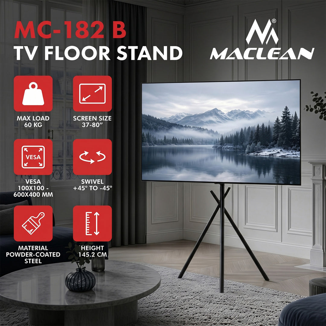 Supporto da pavimento per TV Maclean, 37-80", VESA max. 600x400, max. 60 kg, MC-182 B
