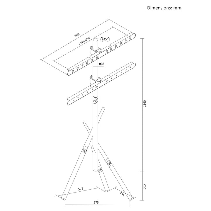 Supporto da pavimento per TV Maclean, 37-80", VESA max. 600x400, max. 60 kg, MC-182 W