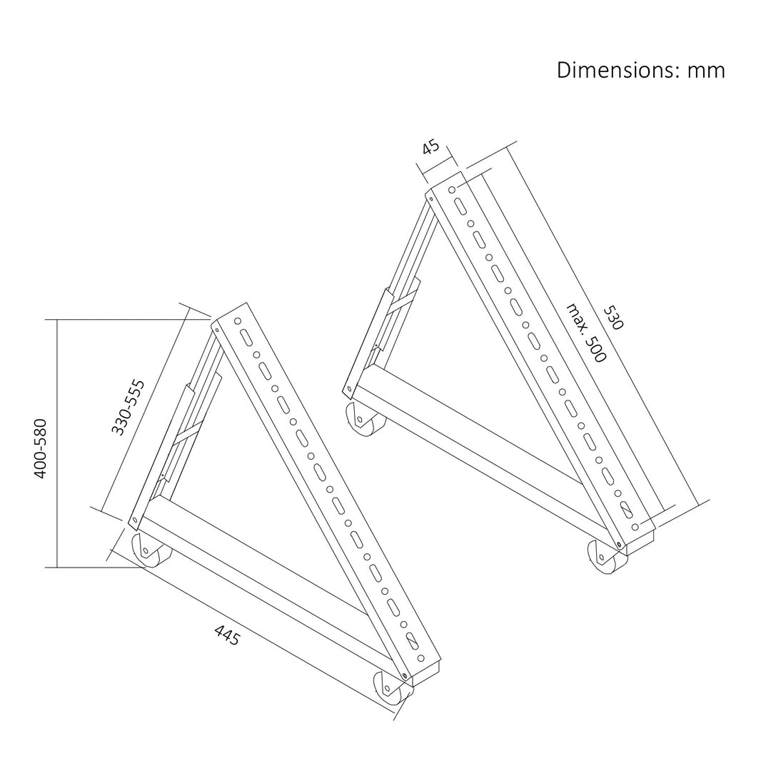 Carrello / supporto da pavimento per TV Maclean, 37-80", VESA max. 800x400, max. 75 kg, mobile, ruote bloccabili, MC-183