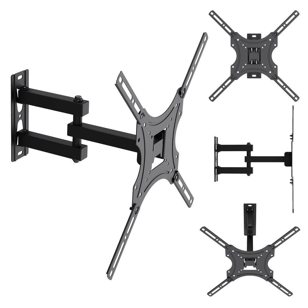 Supporto / gancio per TV Maclean, VESA max 400x400, 32-55", fino a 25 kg, nero, regolazione dell'inclinazione 0°~-15° e rotazione +90°~-90°, MC-190