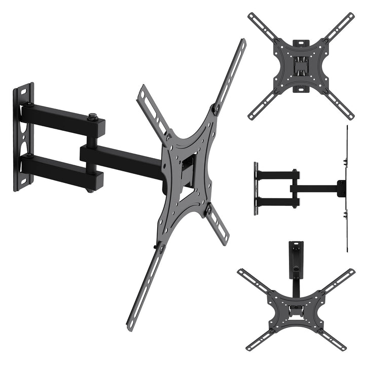 Supporto / gancio per TV Maclean, VESA max 400x400, 32-55", fino a 25 kg, nero, regolazione dell'inclinazione 0°~-15° e rotazione +90°~-90°, MC-190