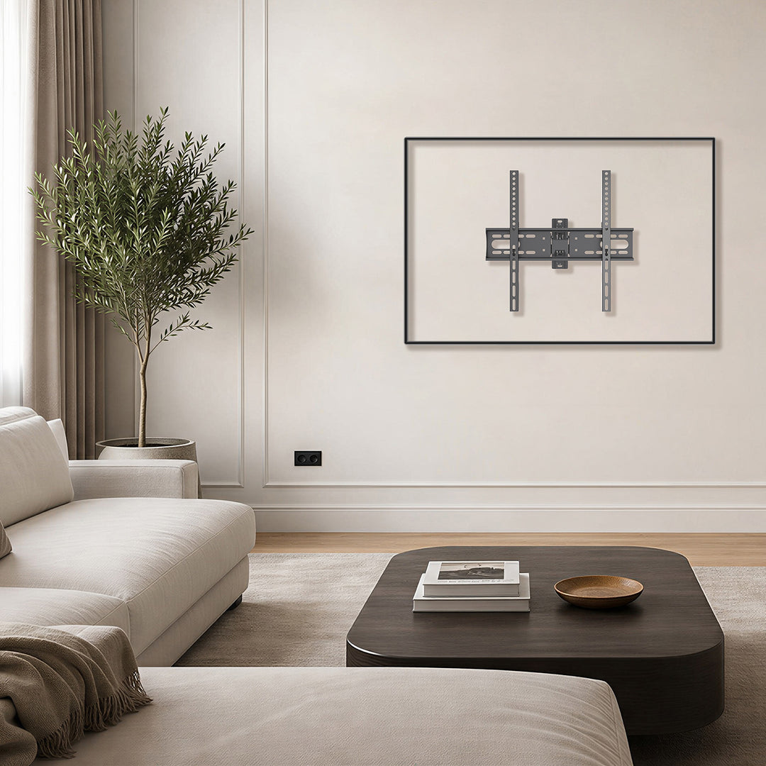 Supporto / gancio per TV Maclean, VESA max 400x400, 32-55", fino a 30 kg, nero, regolazione dell'inclinazione da +2° a -10° e della rotazione da +90° a -90°, MC-191