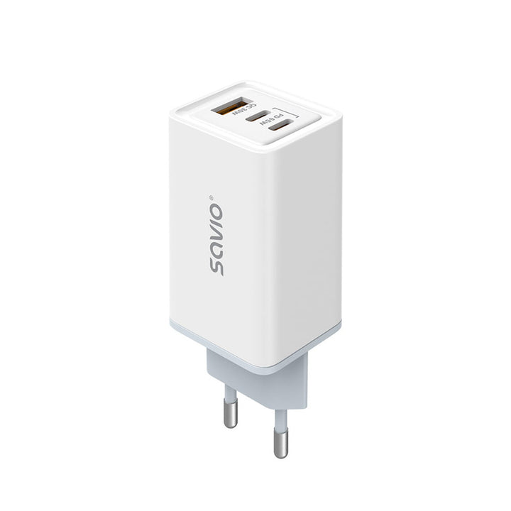 Caricabatterie da rete Savio, 1x USB-A, 2x USB-C, GaN, 65W, bianco, SAVLA-07