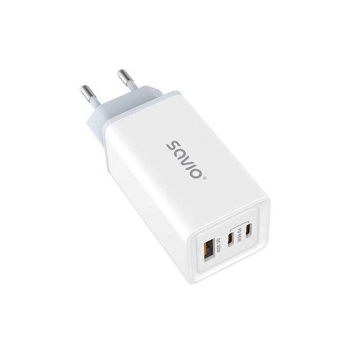 Caricabatterie da rete Savio, 1x USB-A, 2x USB-C, GaN, 65W, bianco, SAVLA-07