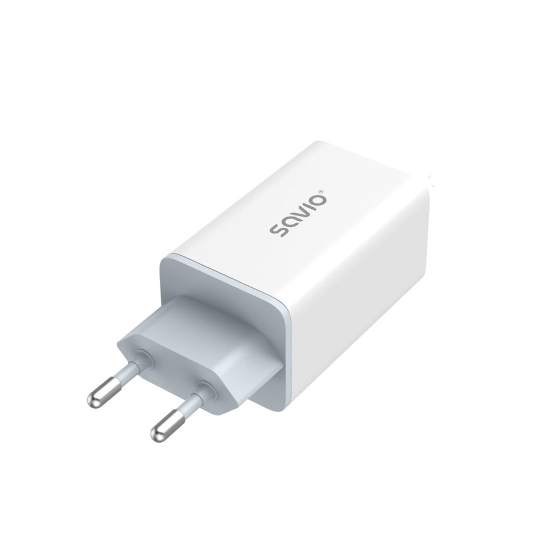 Caricabatterie da rete Savio, 1x USB-A, 2x USB-C, GaN, 65W, bianco, SAVLA-07