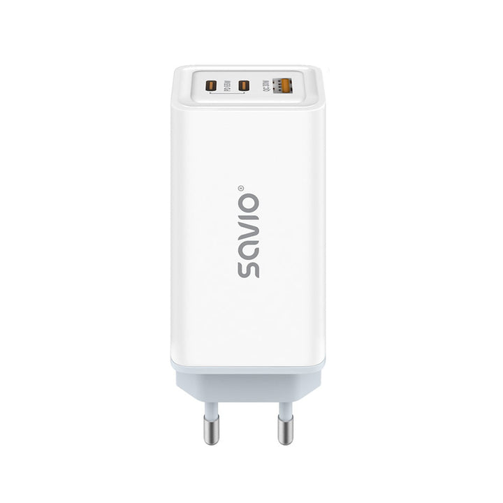 Caricabatterie da rete Savio, 1x USB-A, 2x USB-C, GaN, 65W, bianco, SAVLA-07
