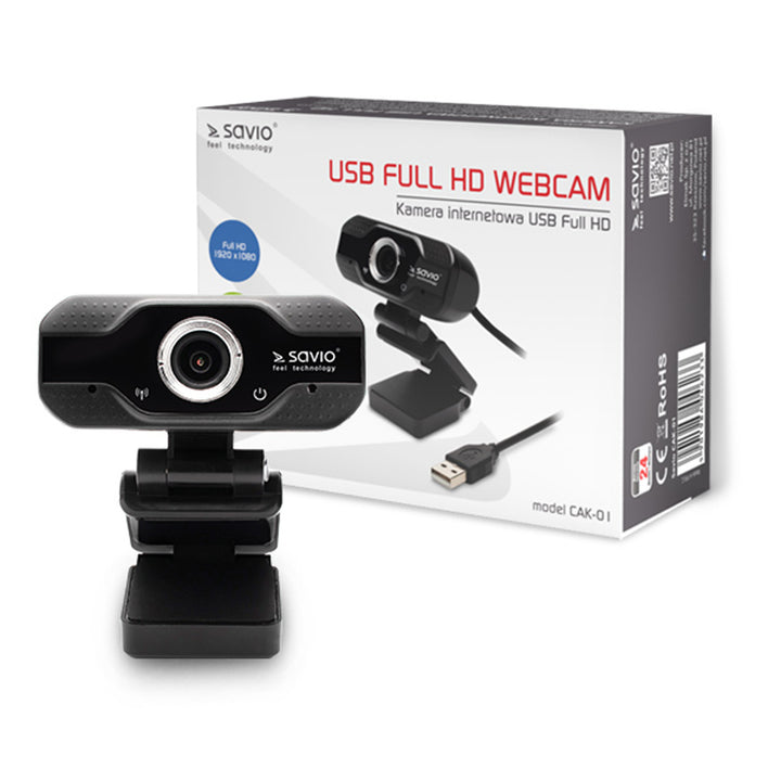 Webcam Savio, risoluzione Full HD 1920x1080, microfono, USB, SAVCAK-01
