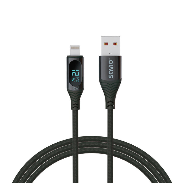 Cavo da USB a Lightning Savio, display digitale, lunghezza 1m, SAVKABELCL-173
