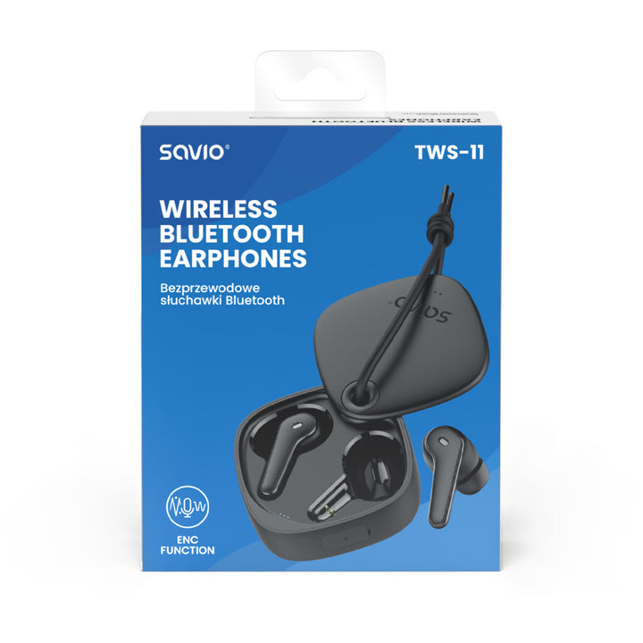 Cuffie wireless Savio, Bluetooth 5.3, ENC, USB-C, nero, SAVSLTWS-11