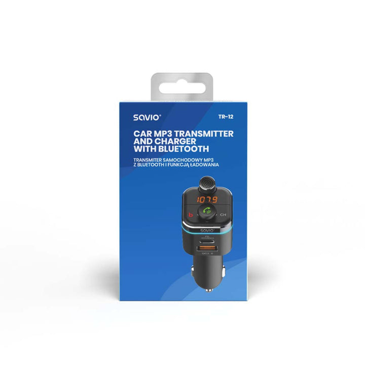 Trasmettitore MP3 per auto Savio, Bluetooth 5.0, funzione di ricarica, nero, SAVFMTRANSTR-12