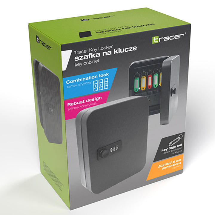 Armadietto per chiavi Tracer, serratura a combinazione, 20 ganci, acciaio, armadietto per chiavi