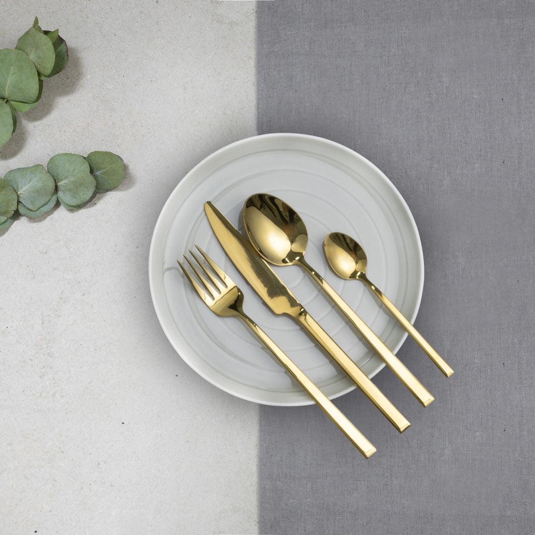 Set di posate per 6 persone Como Gold 24 pezzi Confezione regalo AMBITION