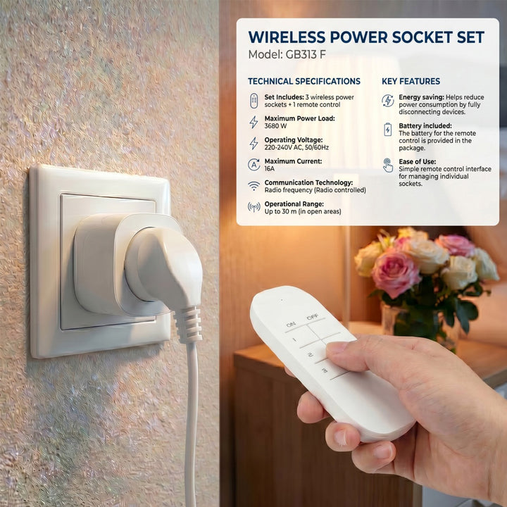 Prese telecomandate GreenBlue, 3 pezzi, programmabili, portata fino a 30 m, 220-240 V CA, 50/60 Hz, 16 A, 433 MHz, GB313 F