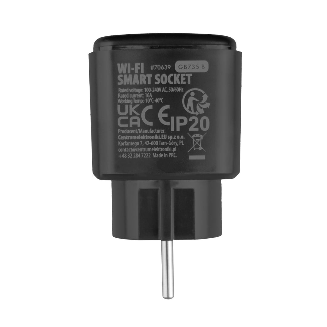 Presa WiFi GreenBlue controllabile da remoto, Android/iOS/Alexa/Google Home, timer, misuratore di potenza, max 16 A/3840 W, GB735 B