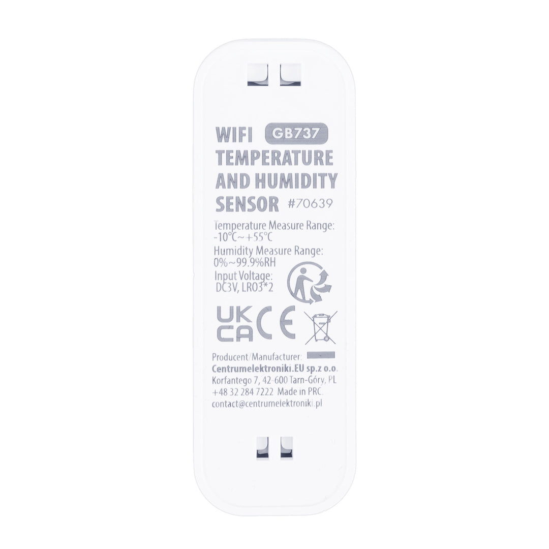 Sensore di temperatura e umidità WiFi GreenBlue, Android/iOS/Alexa/Google Home, 3,0 V CC, LR03x2, GB737