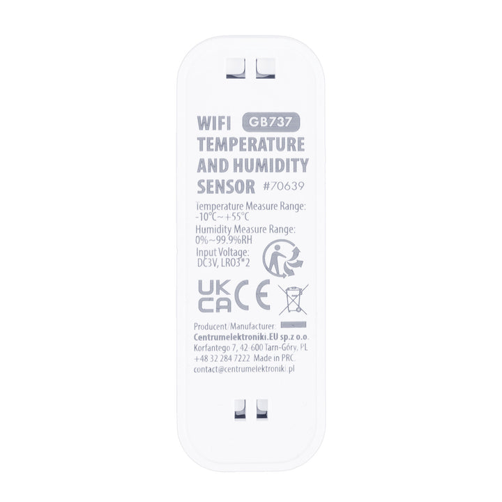 Sensore di temperatura e umidità WiFi GreenBlue, Android/iOS/Alexa/Google Home, 3,0 V CC, LR03x2, GB737