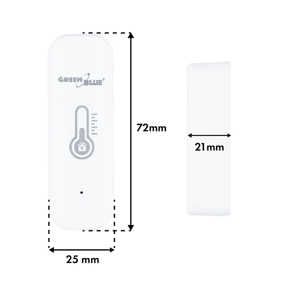 Sensore di temperatura e umidità WiFi GreenBlue, Android/iOS/Alexa/Google Home, 3,0 V CC, LR03x2, GB737