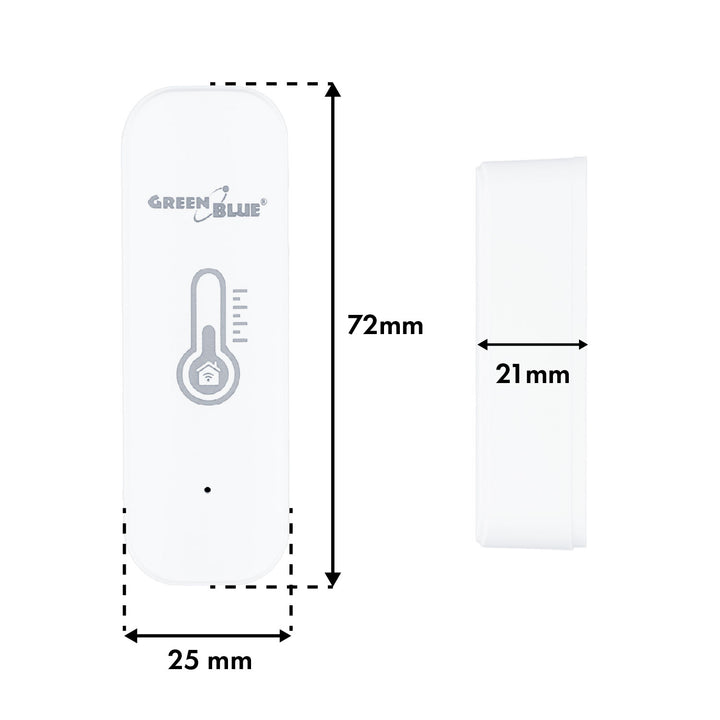 Sensore di temperatura e umidità WiFi GreenBlue, Android/iOS/Alexa/Google Home, 3,0 V CC, LR03x2, GB737