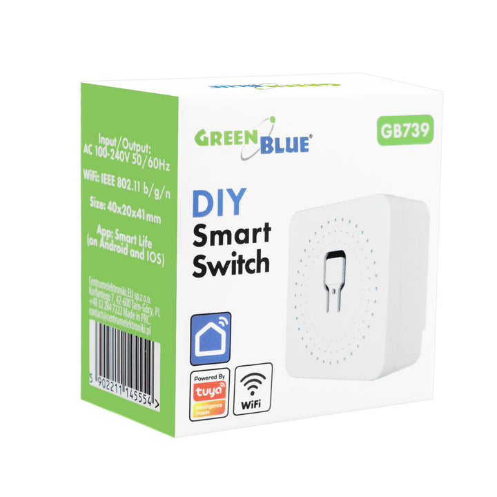 Relè WiFi da incasso GreenBlue, compatibile con Android/iOS/Alexa/Google Home, 100-240 V CA, 50/60 Hz, max. 16 A, per LED da 150 W, GB739