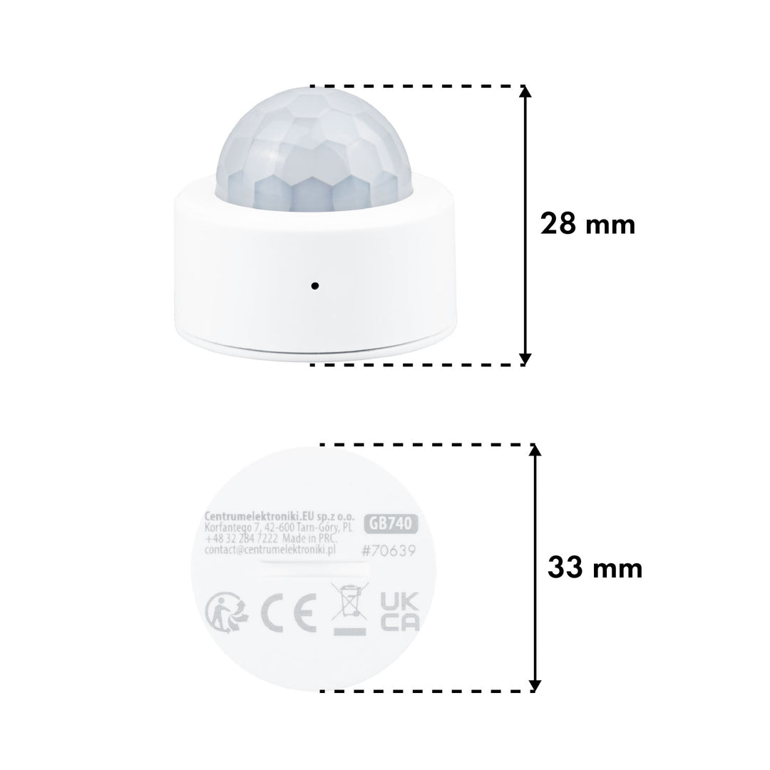 Sensore di movimento wireless Zigbee Tuya GreenBlue, Android/iOS, CR2450 DC 3,0 V, angolo di rilevamento 120° / fino a 8 m, GB740