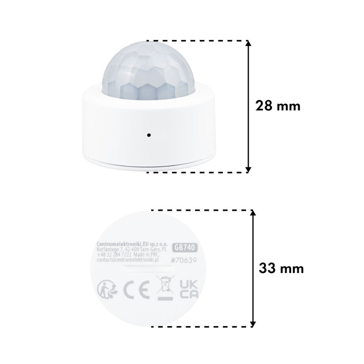 Sensore di movimento wireless Zigbee Tuya GreenBlue, Android/iOS, CR2450 DC 3,0 V, angolo di rilevamento 120° / fino a 8 m, GB740